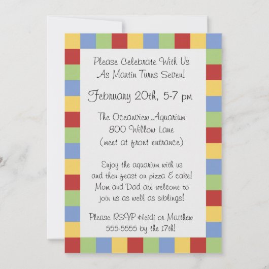 Stick Figuur Boy met Kite Birthday nodigt uit Kaart (Achterkant)