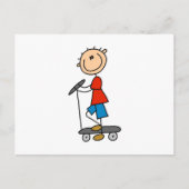 Stick Figuur Boy op Scooter Briefkaart (Voorkant)