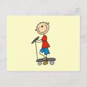 Stick Figuur Boy op Scooter Briefkaart (Voorkant)