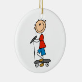 Stick Figuur Boy op Scooter Keramisch Ornament (Rechts)