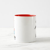 Stick Figuur Boy op Scooter Tweekleurige Koffiemok (Center)