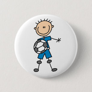 Stick Figuur Boy Soccer Button