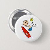 Stick Figuur Boy Surfing Buttonnen Ronde Button 5,7 Cm (Voorkant /achterkant)