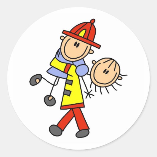 Stick figuur brandweerman redden levens Stickers (Voorkant)