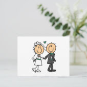 Stick Figuur Bride and Groom T-shirts en cadeautje Briefkaart (Staand voorkant)