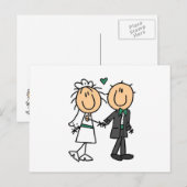 Stick Figuur Bride and Groom T-shirts en cadeautje Briefkaart (Voorkant / Achterkant)