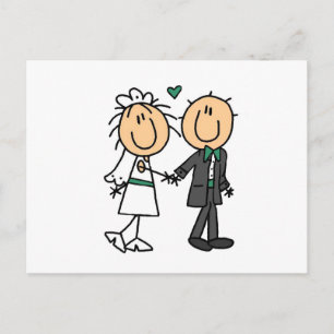 Stick Figuur Bride and Groom T-shirts en cadeautje Briefkaart