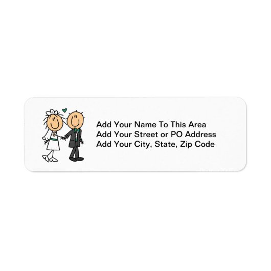 Stick Figuur Bride and Groom T-shirts en cadeautje Etiket (Voorkant)