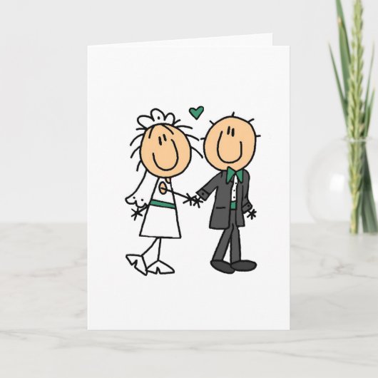 Stick Figuur Bride and Groom T-shirts en cadeautje Kaart (Voorkant)