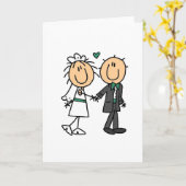 Stick Figuur Bride and Groom T-shirts en cadeautje Kaart (Gele Bloem)