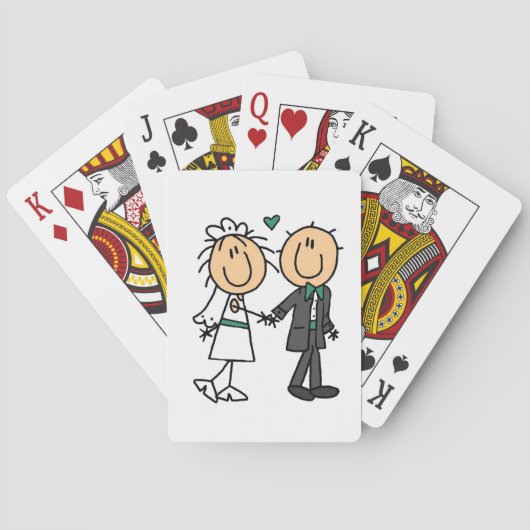 Stick Figuur Bride and Groom T-shirts en cadeautje Pokerkaarten (Achterkant)