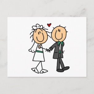 Stick Figuur Bride en Groom Uitnodigingen
