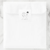 Stick Figuur Bride & Groom Vierkante Sticker (Tas)