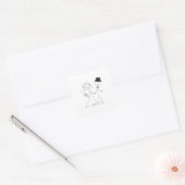 Stick Figuur Bride & Groom Vierkante Sticker (Envelop)