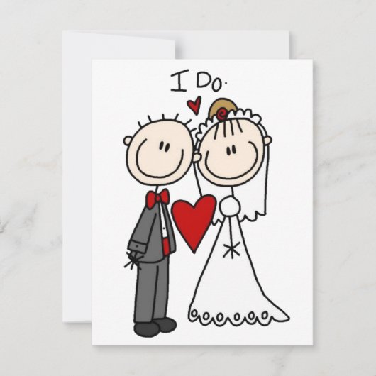 Stick Figuur Bride & Groom Wedding Kaart (Voorkant)
