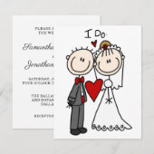 Stick Figuur Bride & Groom Wedding Kaart (Voorkant / Achterkant)