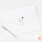 Stick Figuur Bride & Groom Wedding RSVP Uitnodigin Ronde Sticker (Envelop)