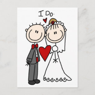 Stick Figuur Bride & Groom Wedding sparen de Datum Briefkaart