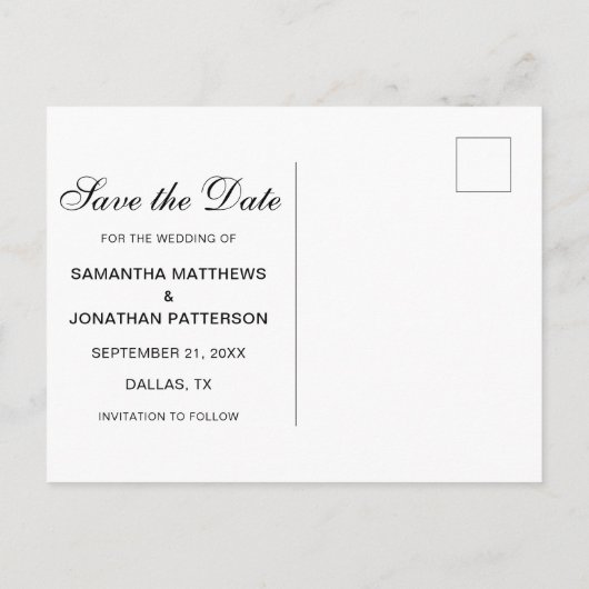 Stick Figuur Bride & Groom Wedding sparen de Datum Briefkaart (Achterkant)