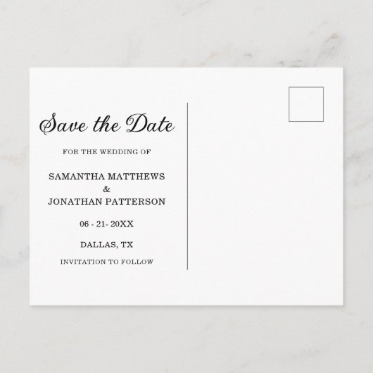 Stick Figuur Bride & Groom Wedding sparen de Datum Briefkaart (Achterkant)