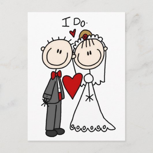 Stick Figuur Bride & Groom Wedding sparen de Datum Briefkaart (Voorkant)