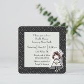 Stick Figuur Bride op Polka Dots Kaart (Staand voorkant)