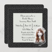 Stick Figuur Bride op Polka Dots Kaart (Voorkant / Achterkant)