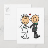 Stick figuur bruid en bruidegom uitnodigingen (Voorkant / Achterkant)