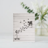 Stick Figuur Cartoon Boy Band Bubbles to Girl Briefkaart (Staand voorkant)