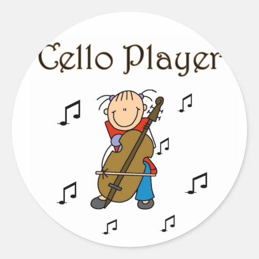 Stick figuur cello speler Stickers Sticker (Voorkant)