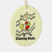 Stick Figuur Cheering Rocks T-shirts en cadeautjes Keramisch Ornament (Rechts)