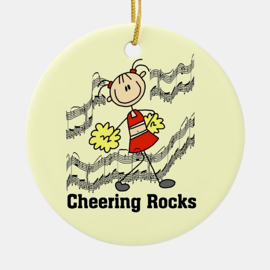 Stick Figuur Cheering Rocks T-shirts en cadeautjes Keramisch Ornament (Voorkant)