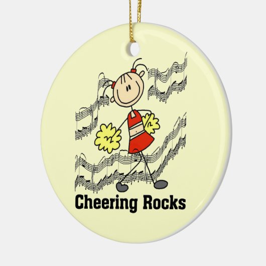 Stick Figuur Cheering Rocks T-shirts en cadeautjes Keramisch Ornament (Links)
