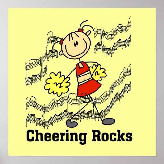Stick Figuur Cheering Rocks T-shirts en cadeautjes Poster (Voorkant)
