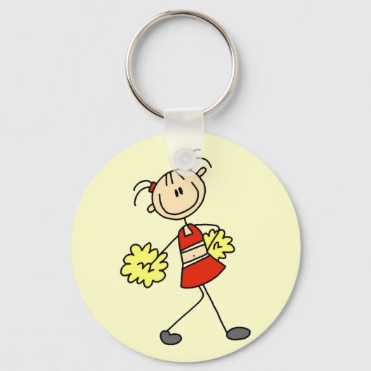 Stick Figuur Cheerlead Tshirts en Gifts Sleutelhanger (Voorkant)