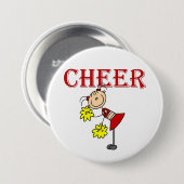 Stick Figuur Cheerleader Ronde Button 7,6 Cm (Voorkant /achterkant)