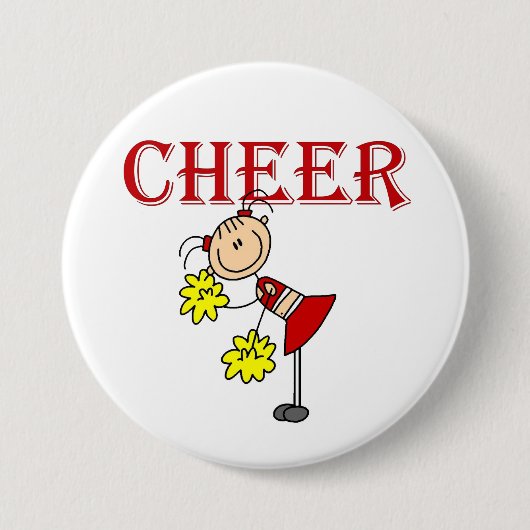 Stick Figuur Cheerleader Ronde Button 7,6 Cm (Voorkant)