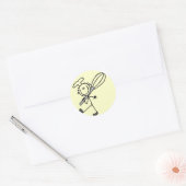 Stick Figuur Chef met Whisk Tshirts Ronde Sticker (Envelop)