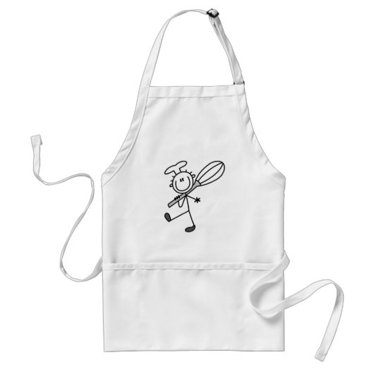 Stick Figuur Chef met Whisk Tshirts Standaard Schort (Voorkant)