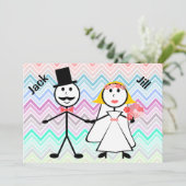 Stick Figuur Chevron Jack en Jill Wedding Shower Kaart (Staand voorkant)