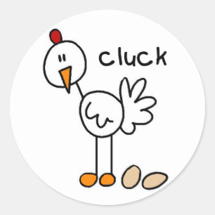 Stick Figuur Chicken Ronde Sticker