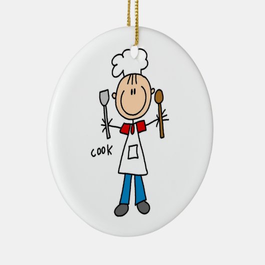Stick Figuur Cook Keramisch Ornament (Rechts)