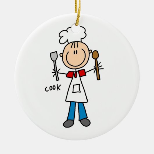 Stick Figuur Cook Keramisch Ornament (Voorkant)