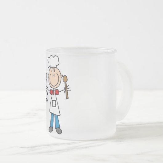 Stick Figuur Cook T-shirts en geschenken Matglas Koffiemok (Voorkant rechts)