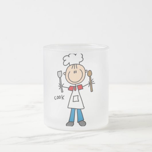 Stick Figuur Cook T-shirts en geschenken Matglas Koffiemok (Center)
