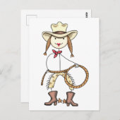Stick Figuur Cowgirl Briefkaart (Voorkant / Achterkant)