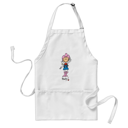 Stick Figuur Cowgirl in Roze Pet/Boots Apron Standaard Schort (Voorkant)