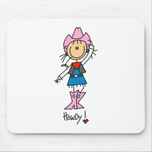 Stick Figuur Cowgirl in Roze Pet/Boots Mousepad Muismat