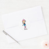 Stick figuur cowgirl in roze Pet / boots Sticker (Envelop)
