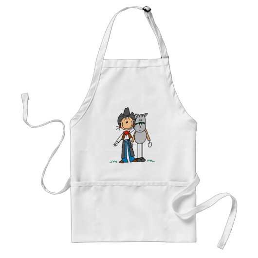 Stick Figuur Cowgirl met Horse Apron Standaard Schort (Voorkant)